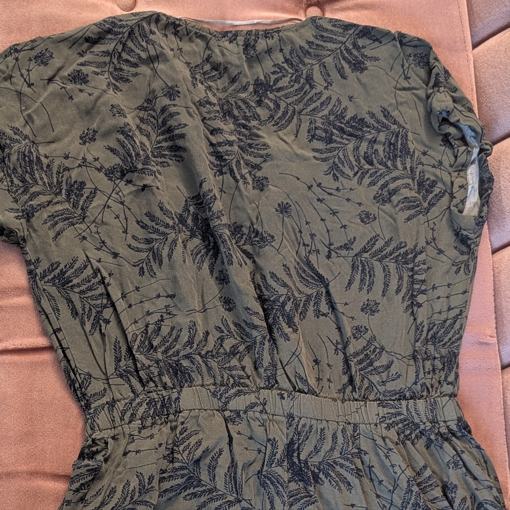 Olive Green Printed Jumpsuit - Women's M - Picture 6 of 8